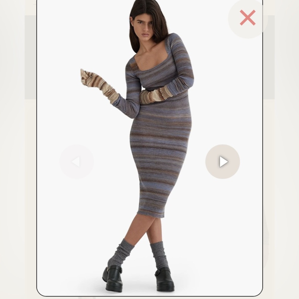 Paloma Wool Blue Gray Ribbed midi knit Dress